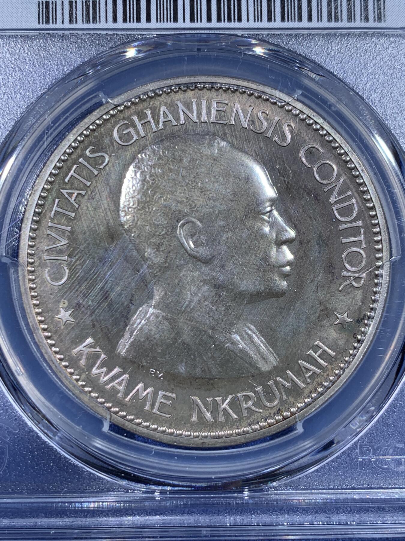 《竞宝斋》第441场 周日，周一，2场连拍 （全场包邮） PCGS PR65 加纳1958年10先令精制大银币 轻微包浆光度好