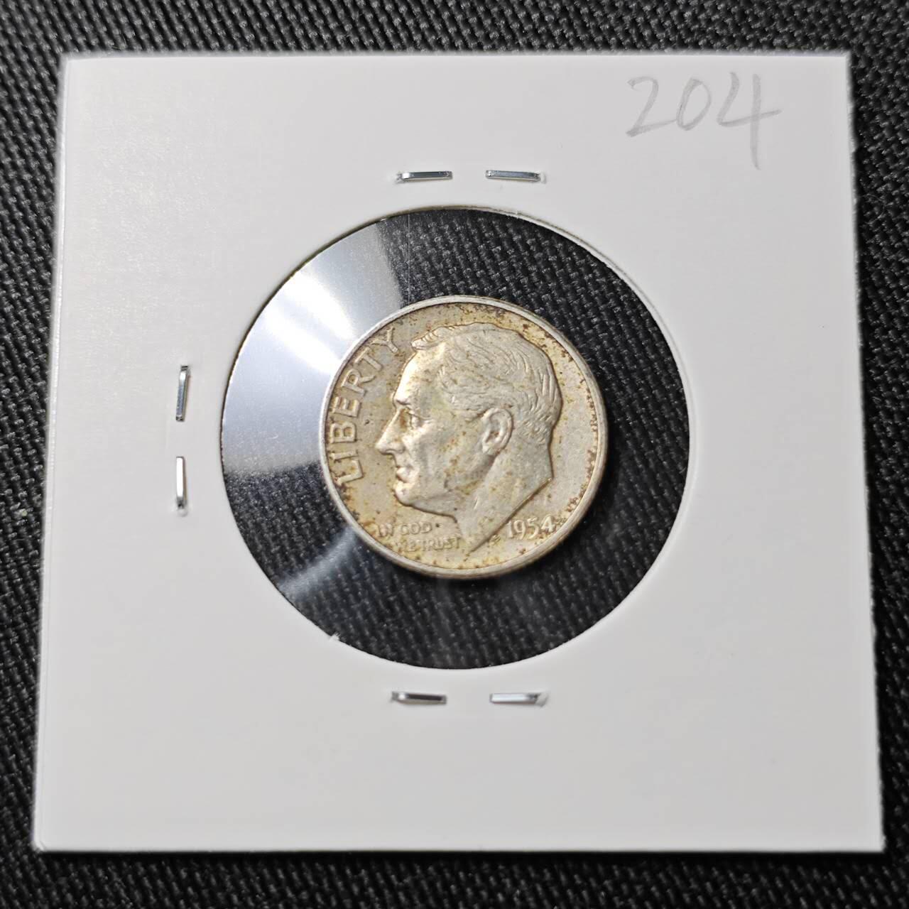 KK钱币收藏小铺 （套币 好品/批量散币 银币）专场  2月预留时间 周末发货   1954美国10分银币