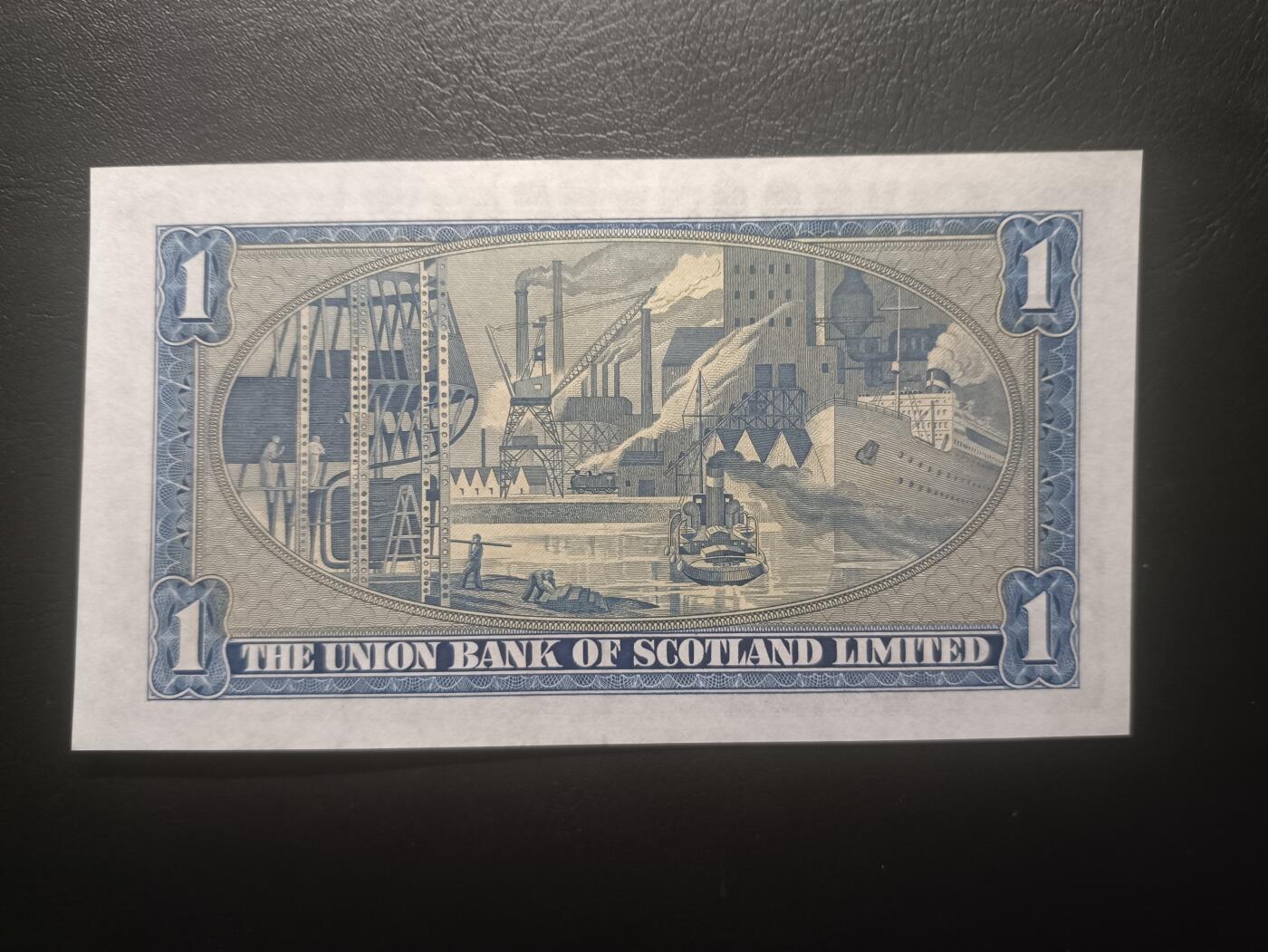 2025十一月第六期，总第204期 苏格兰联合银行1950年1镑AUNC，已经消失的银行，少见品种，工业港口的繁忙景象