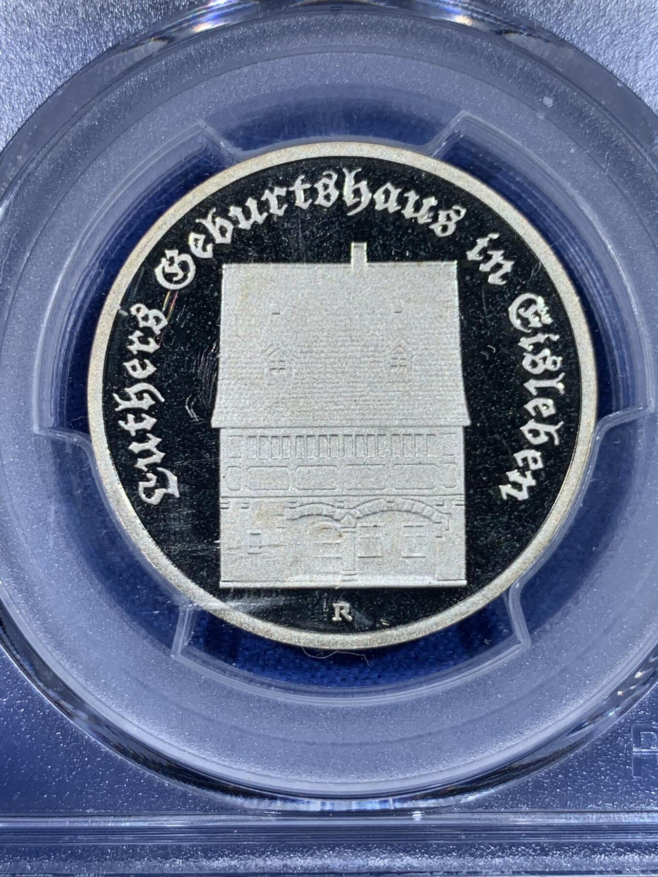 《竞宝斋》第441场 周日，周一，2场连拍 （全场包邮） PCGS PR69DCAM 德国1983年马丁·路德出生500周年5马克