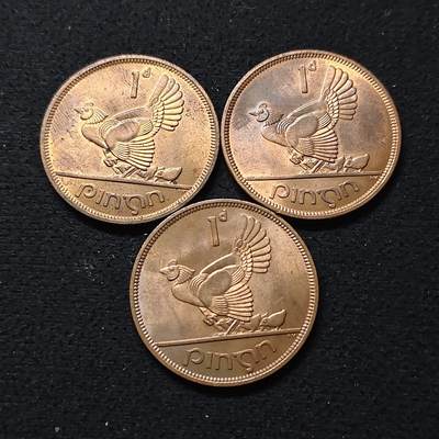 【全场包邮】纯粹捡漏拍480场（免费代拍第17场） - 爱尔兰1968年母鸡1便士带光好品3枚一组