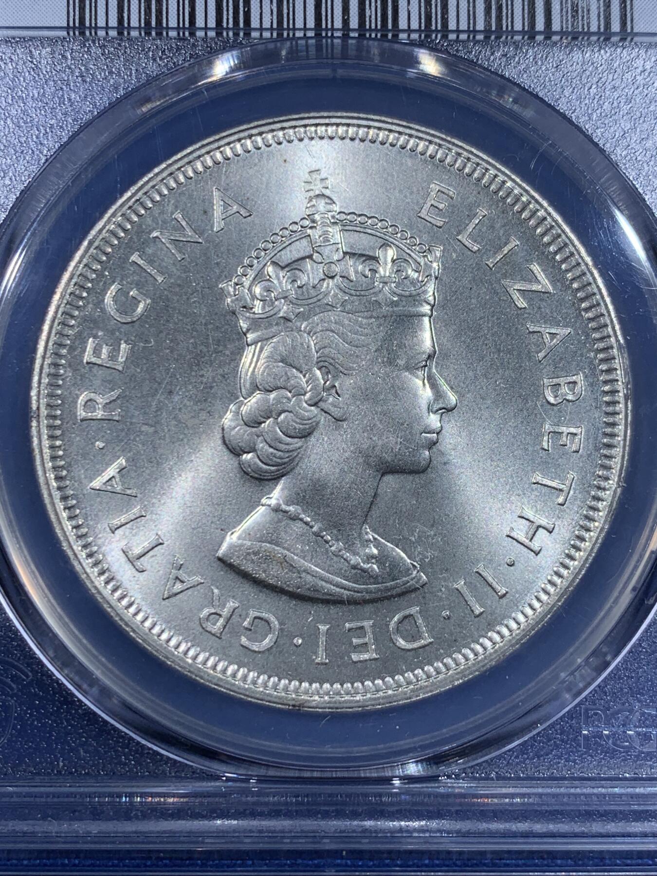 《竞宝斋》第441场 周日，周一，2场连拍 （全场包邮） PCGS MS66 百慕大1959年1克朗大银币