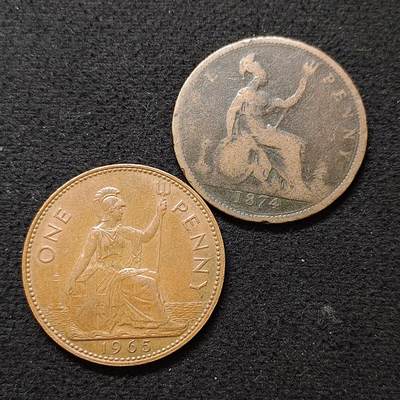 【全场包邮】纯粹捡漏拍480场（免费代拍第17场） - 英国各年份1便士铜币2枚一组