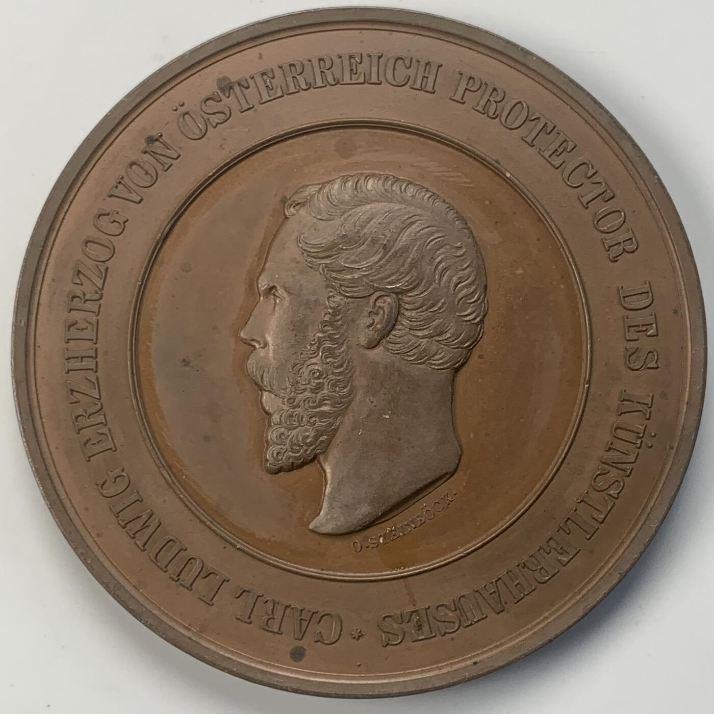 掌中浮雕-藏着的欧洲第043场 1868年奥地利维也纳艺术家之家开幕铜章，（始建于1863年，1868年开幕），53mm