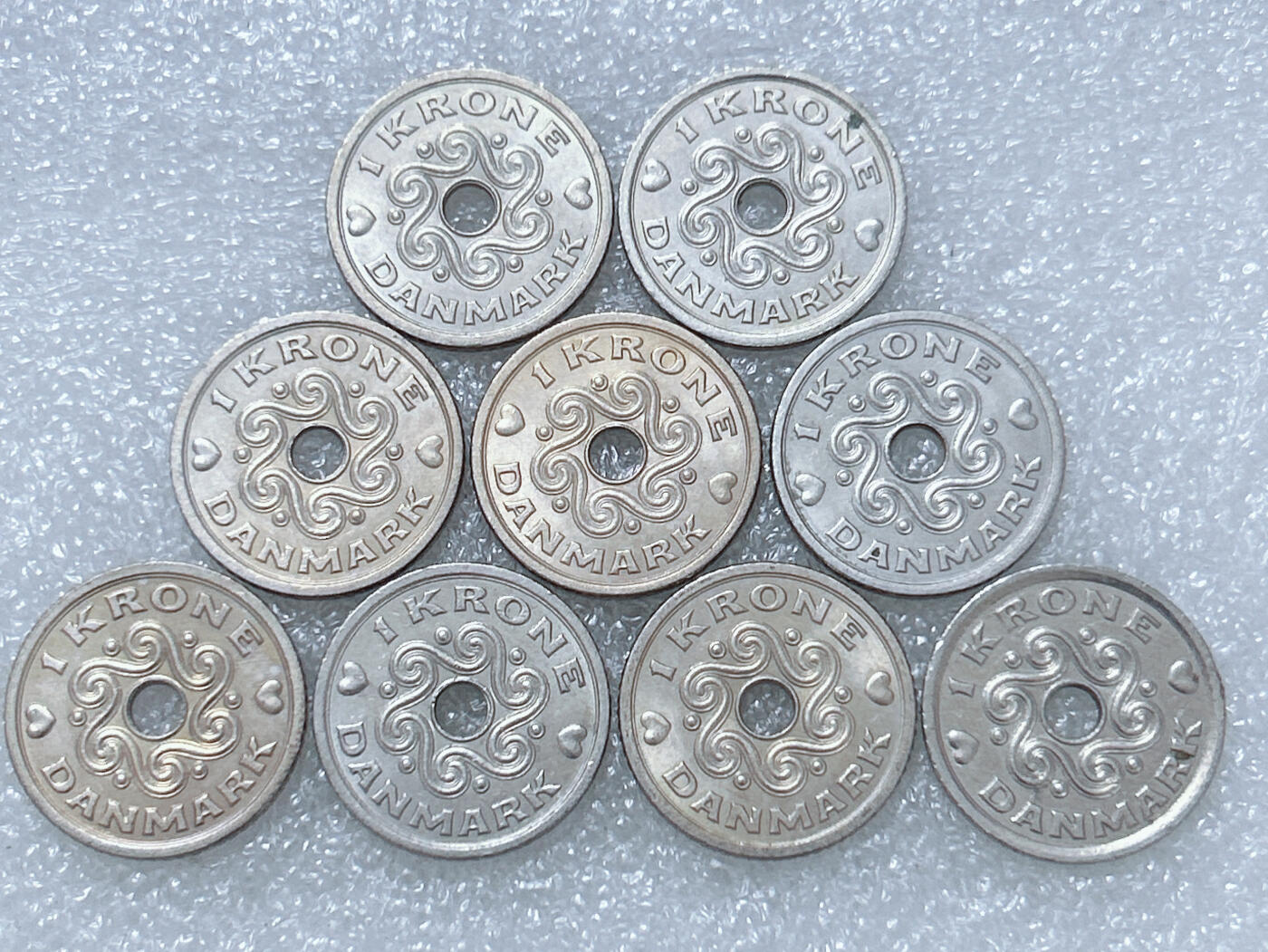 第一海外回流一元起拍收藏 散集专场  第271期 丹麦1克朗硬币 9枚 带光好品
