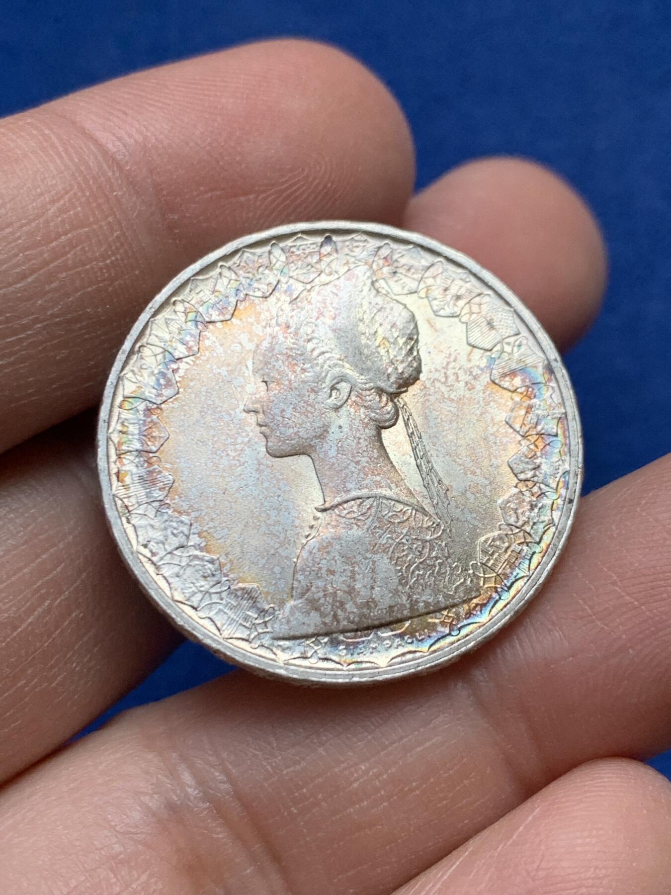 《竞宝斋》第441场 周日，周一，2场连拍 （全场包邮） 意大利1966年500里拉银币，双面包浆，经典帆船人妻设计，代表事业与爱情