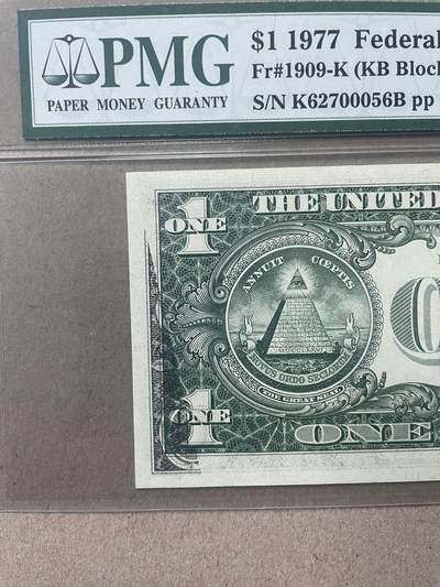 美国1977年1元 错版 达拉斯联储发行 PMG66EPQ K62700056B - 美国1977年1元 错版 达拉斯联储发行 PMG66EPQ K62700056B