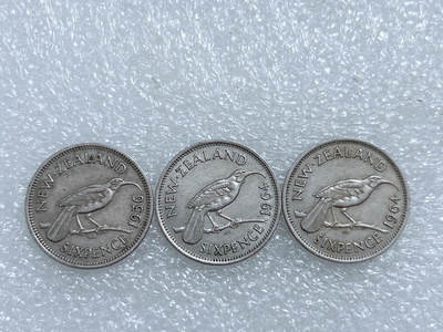 第一海外回流一元起拍收藏 散集专场  第271期 - 新西兰伊丽莎白女王版6便士硬币 3枚