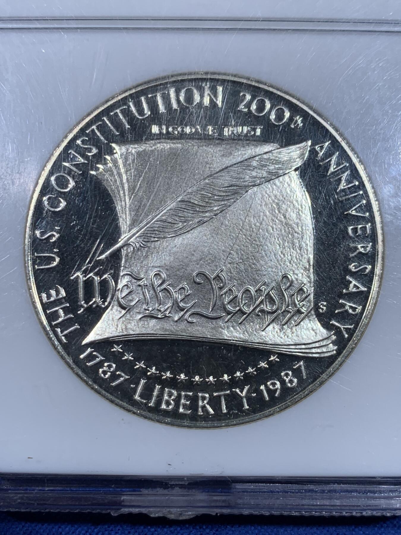 《竞宝斋》第441场 周日，周一，2场连拍 （全场包邮） NGC PF69UC 1987年美国宪法1美元银币