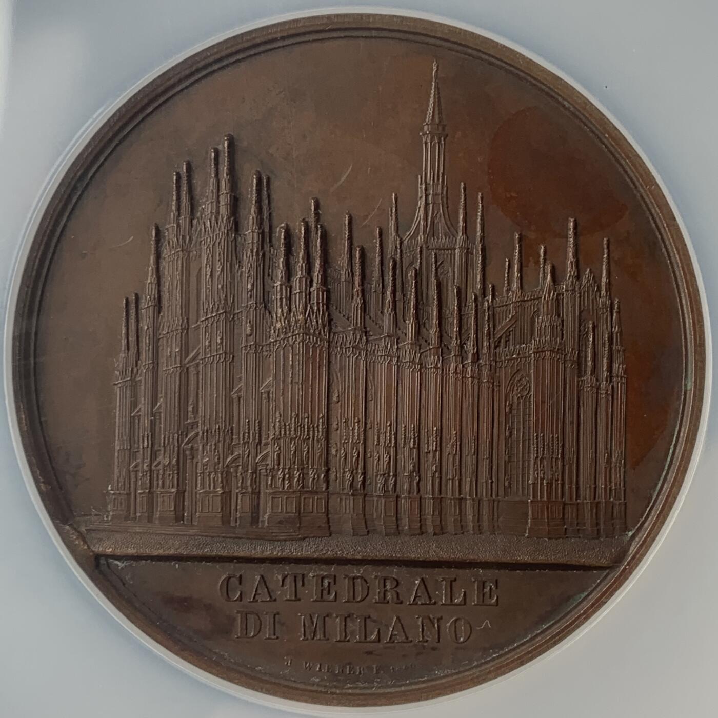 掌中浮雕-藏着的欧洲第043场 NGC MS62 : 1860年意大利米兰大教堂 ，59mm