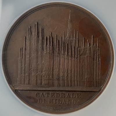 掌中浮雕-藏着的欧洲第043场 - NGC MS62 : 1860年意大利米兰大教堂 ，59mm