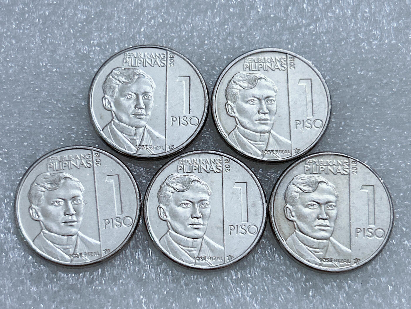 第一海外回流一元起拍收藏 散集专场  第271期 菲律宾1比索硬币 5枚 原光品