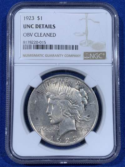 《竞宝斋》第441场 周日，周一，2场连拍 （全场包邮） - NGC UNCD 美国1923和平一美元，银价高涨，光银价就已经价值不菲