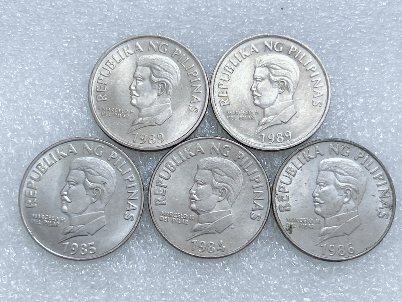 第一海外回流一元起拍收藏 散集专场  第271期 菲律宾80年代50分硬币 5枚 原光美品