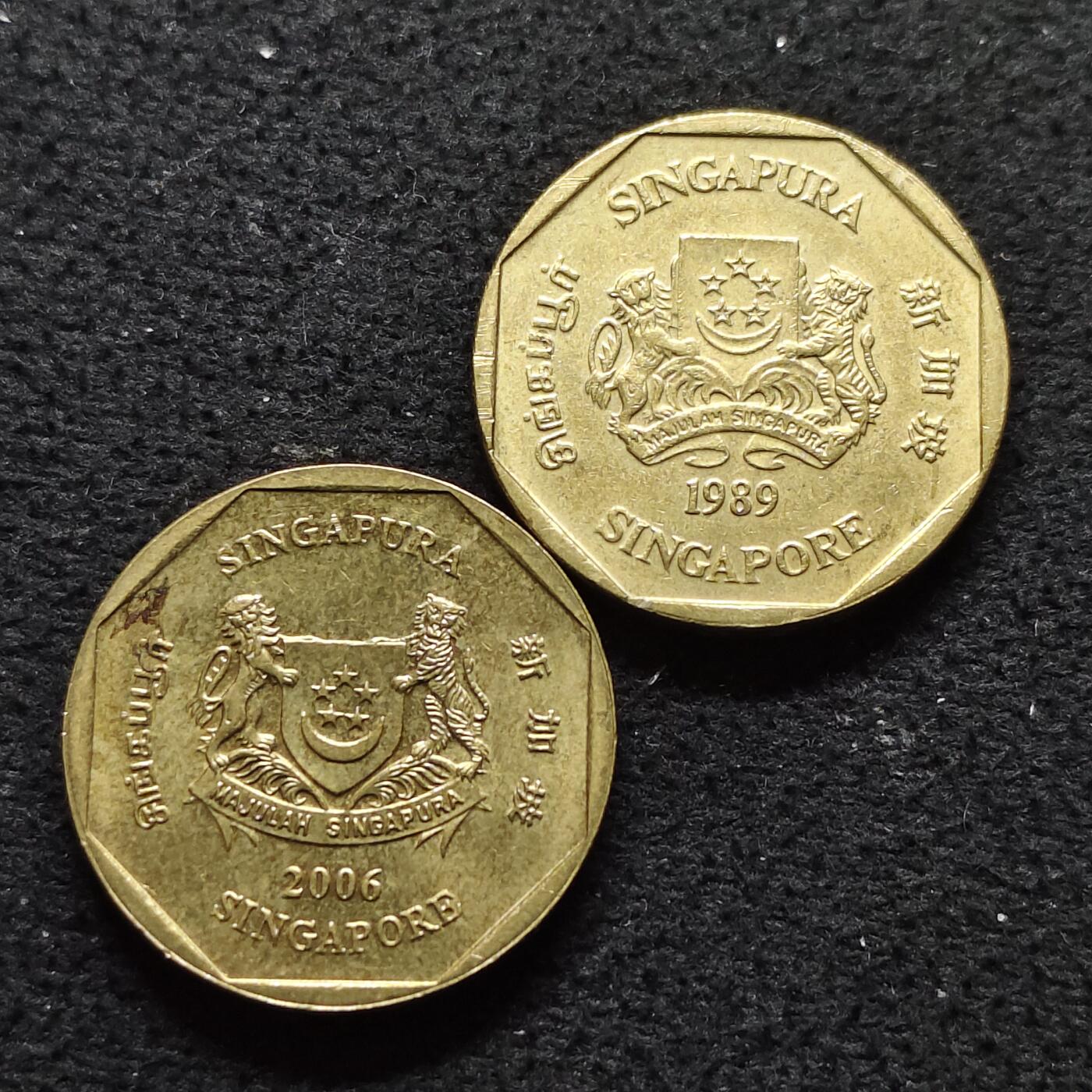 【全场包邮】纯粹捡漏拍480场（免费代拍第17场） 新加坡不同年份笑版/哭版1元2枚一组