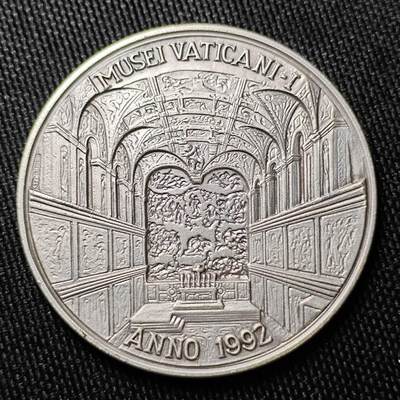 KK钱币收藏小铺 （套币 好品/批量散币 银币）专场  2月预留时间 周末发货 -  梵蒂冈银章 1992年米开朗基罗西斯廷教堂“天堂屋顶”高浮雕纪念银章 重22.5克