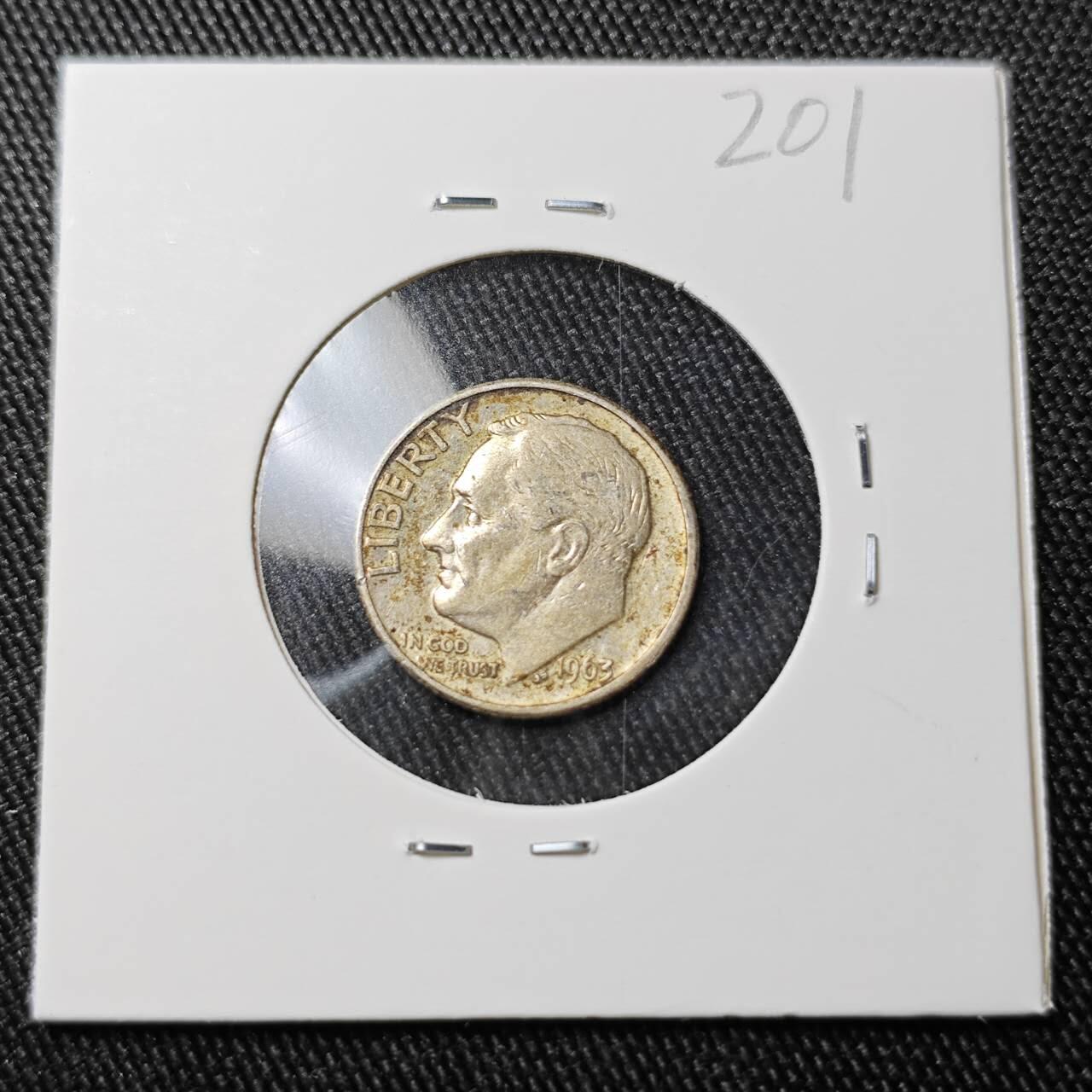 KK钱币收藏小铺 （套币 好品/批量散币 银币）专场  2月预留时间 周末发货  1963美国10分银币