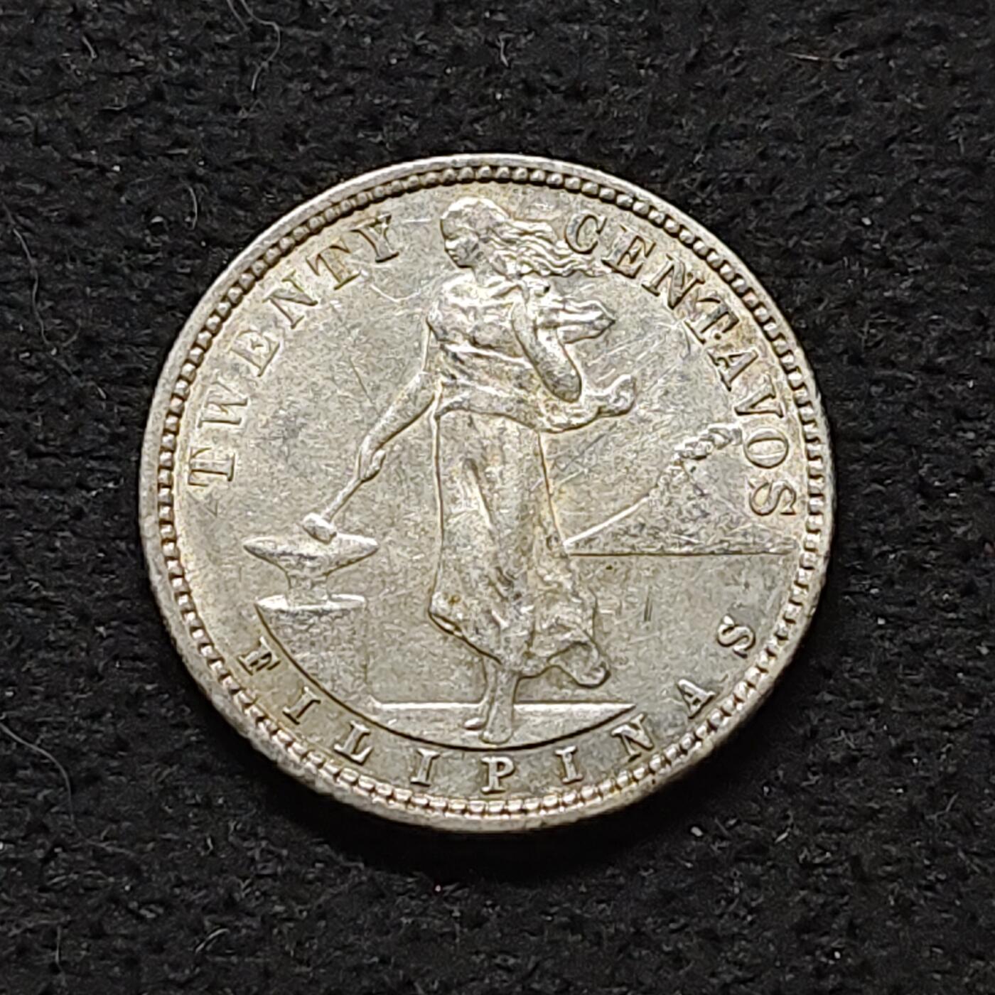 【全场包邮】纯粹捡漏拍480场（免费代拍第17场） 美属菲律宾1907年打铁女神20分银币