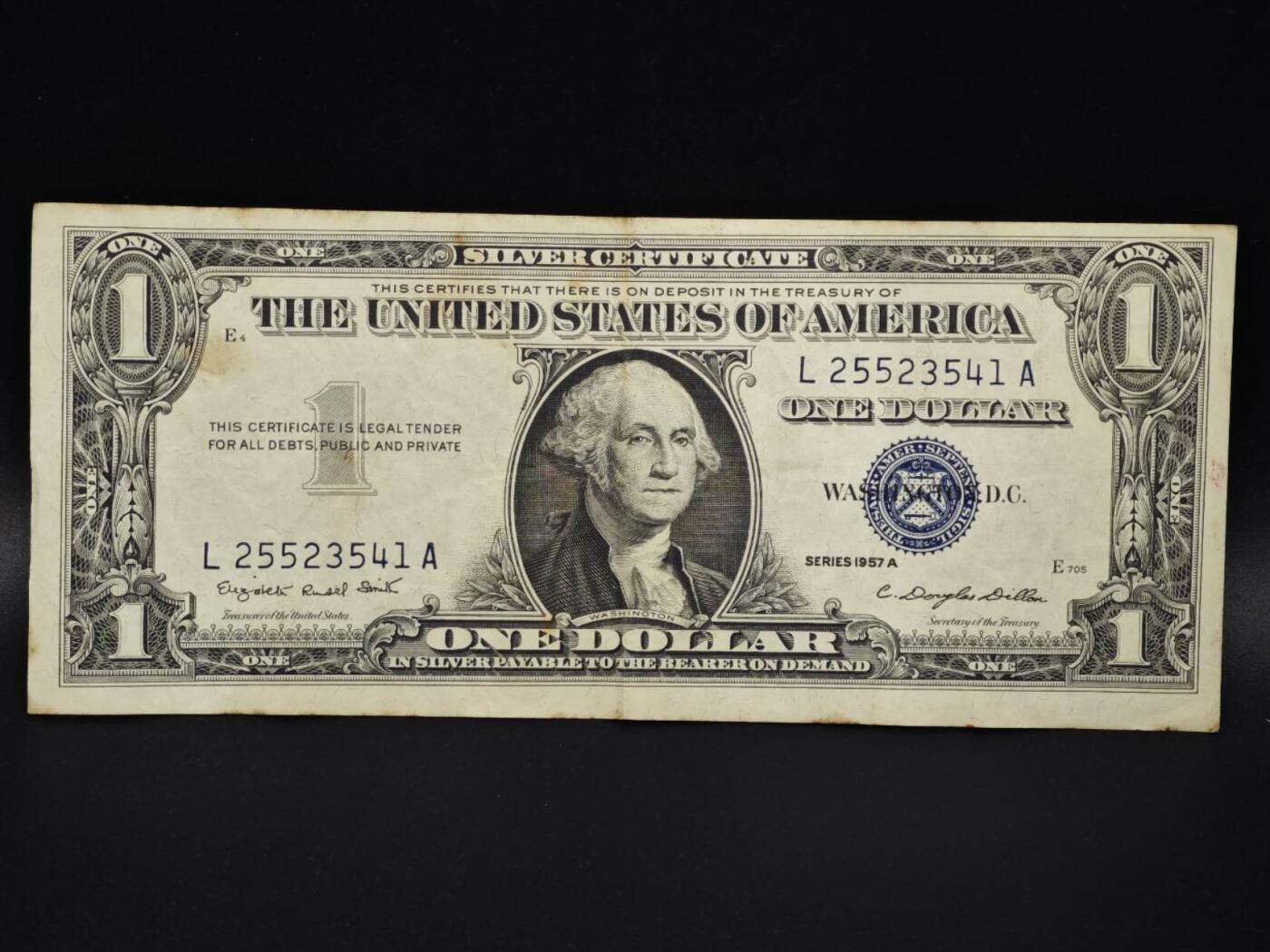 【淘币小摊】实时拍第八百零六拍   纸币场   满百包邮可预留二周 每周一统一发货   美国1957年一美元纸币【有折】