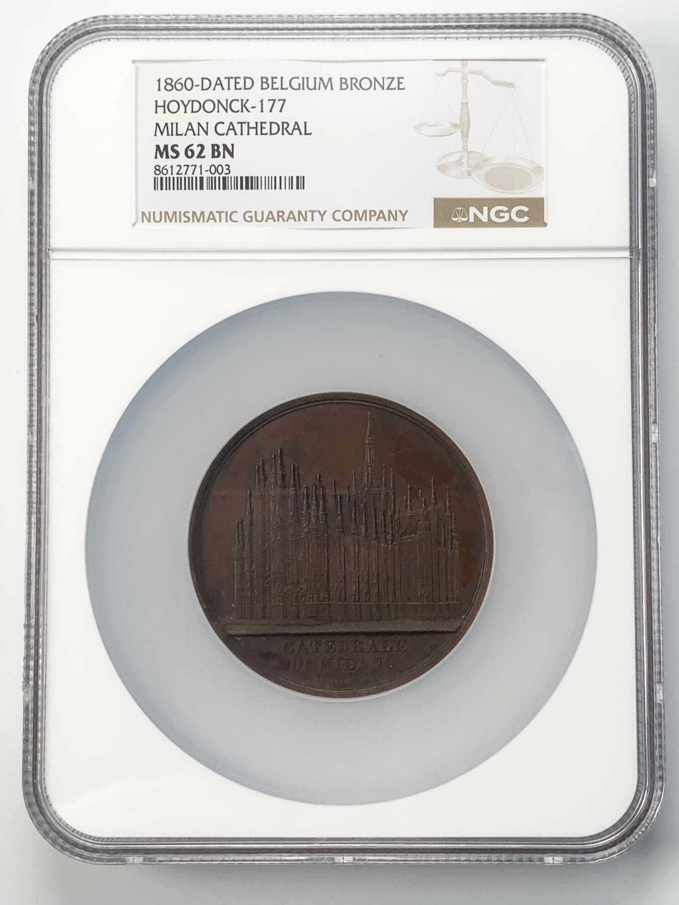 掌中浮雕-藏着的欧洲第043场 NGC MS62 : 1860年意大利米兰大教堂 ，59mm