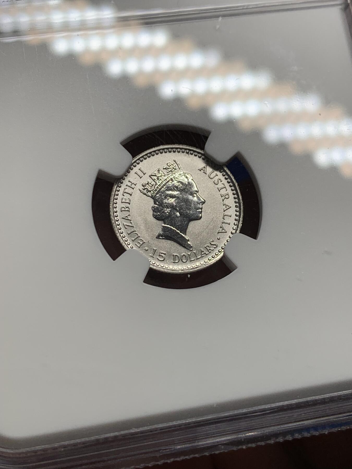 《竞宝斋》第441场 周日，周一，2场连拍 （全场包邮） NGC MS68 澳大利亚 1990年 15元 1/10盎司 PT99.95%铂金币 考拉 少见的小币种铂金币