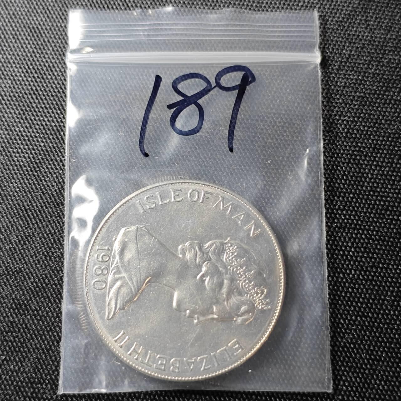 KK钱币收藏小铺 （套币 好品/批量散币 银币）专场  2月预留时间 周末发货  1980马恩岛1克朗形纪念币