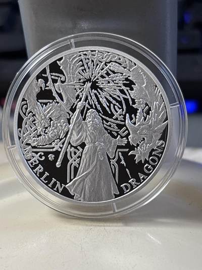 第183期拍卖 - 纽埃2021年亚瑟王传奇系列巫师梅林1盎司银币，999银，发行1000枚