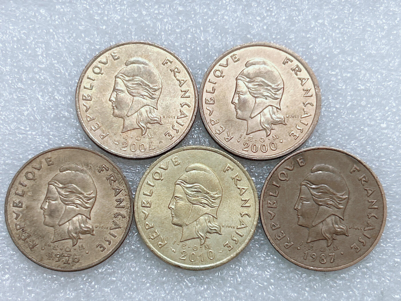 第一海外回流一元起拍收藏 散集专场  第271期 法属波利尼西亚100法郎硬币 5枚 原光带光好品