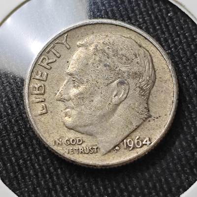 KK钱币收藏小铺 （套币 好品/批量散币 银币）专场  2月预留时间 周末发货 -   1964美国10分银币