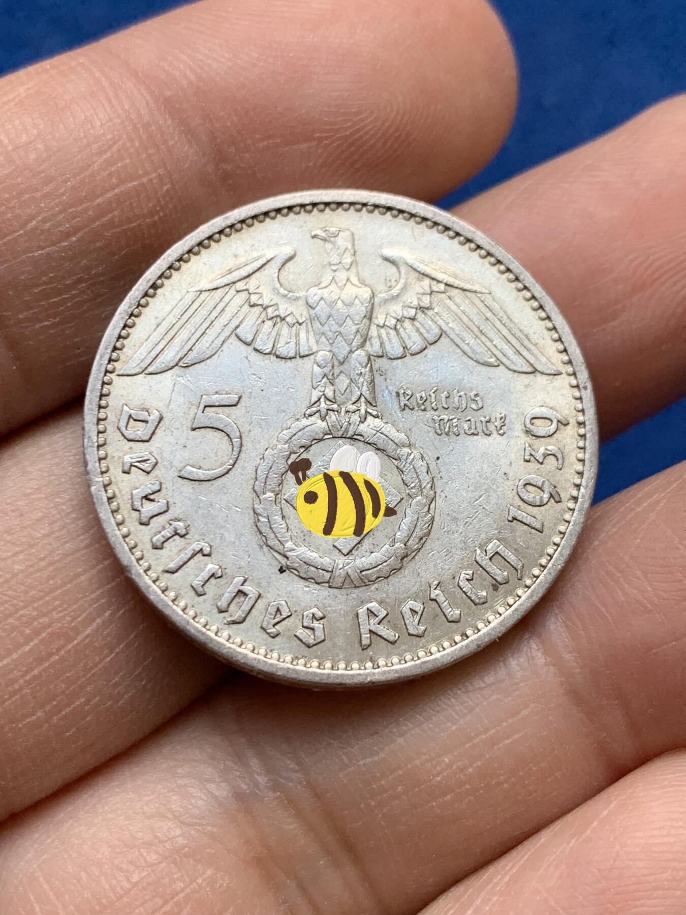 《竞宝斋》第441场 周日，周一，2场连拍 （全场包邮） 德国1939年兴登堡J版5马克银币