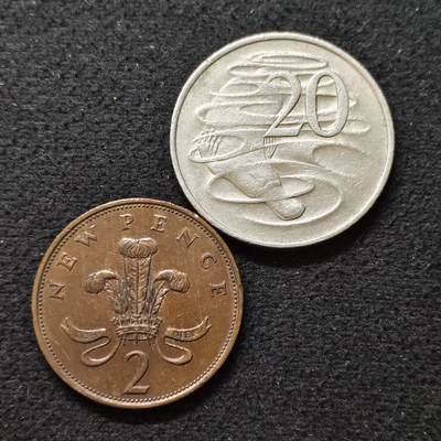 【全场包邮】纯粹捡漏拍480场（免费代拍第17场） - 世界各国各年份散币2枚一组-英国+澳大利亚