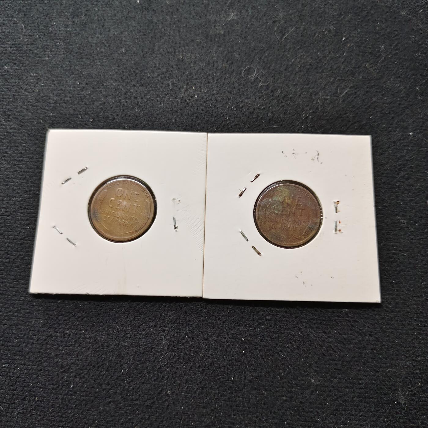 【全场包邮】纯粹捡漏拍480场（免费代拍第17场） 美国早期稻穗版林肯1分铜币2枚一组