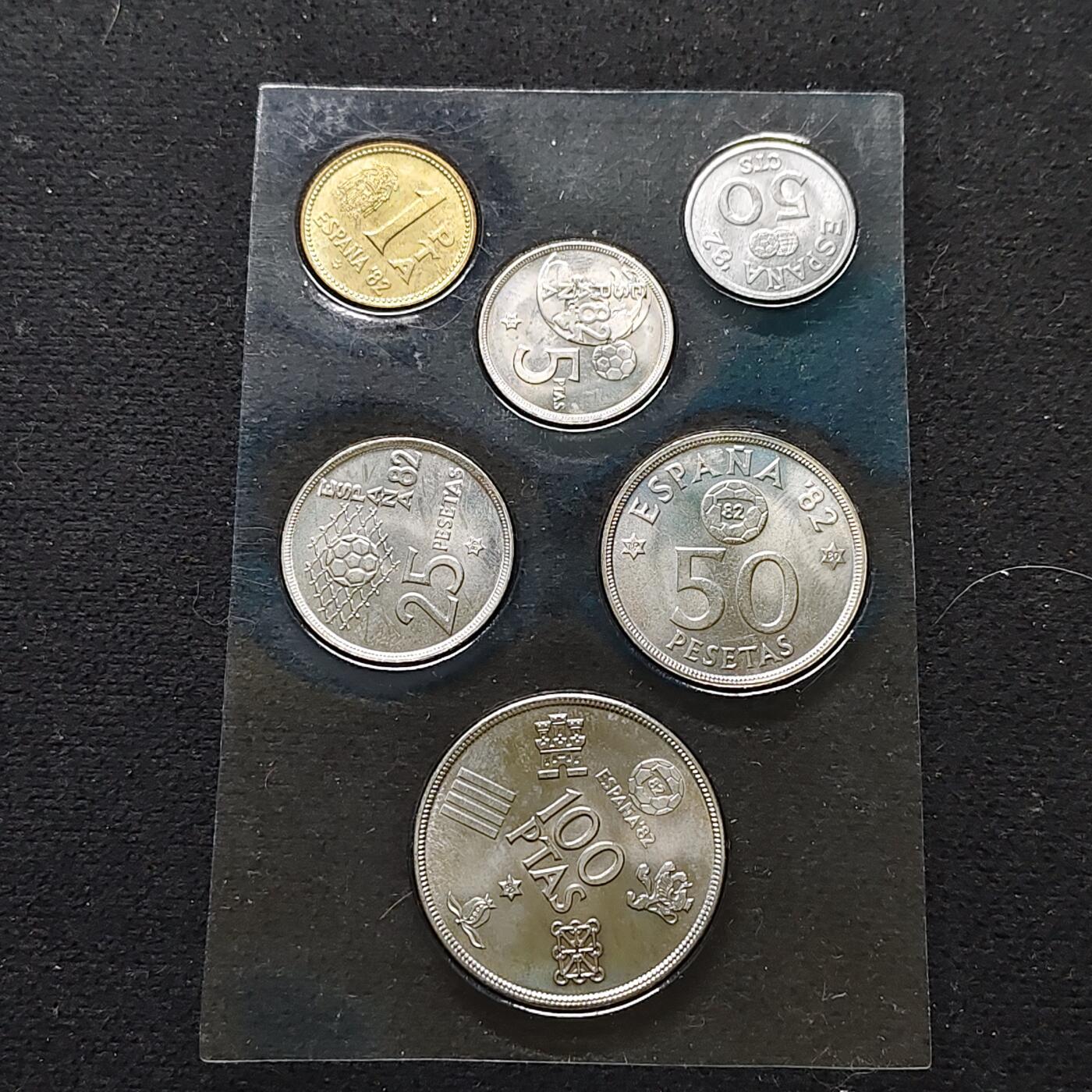 【全场包邮】纯粹捡漏拍480场（免费代拍第17场） 西班牙1980年世界杯官方卡装6枚纪念套币