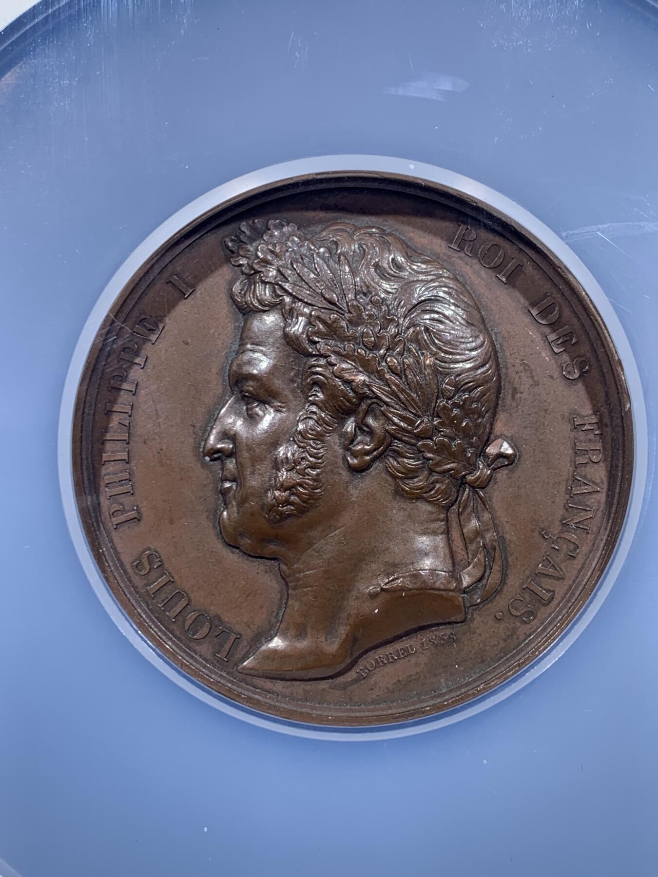 《竞宝斋》第441场 周日，周一，2场连拍 （全场包邮） NGC MS63BN 1838年法国占领君士坦丁纪念大铜章 原铸 加厚加大盒装