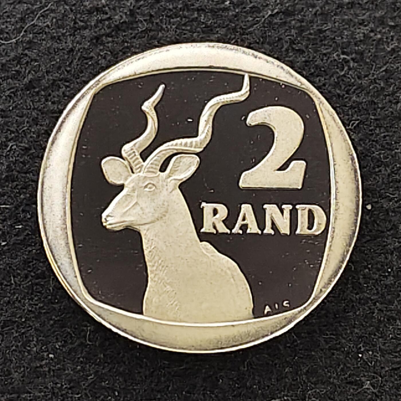 【全场包邮】纯粹捡漏拍480场（免费代拍第17场） 【少见】南非1995年2兰特大捻角羚精制币（首版末年）-量5816仅随套币发行