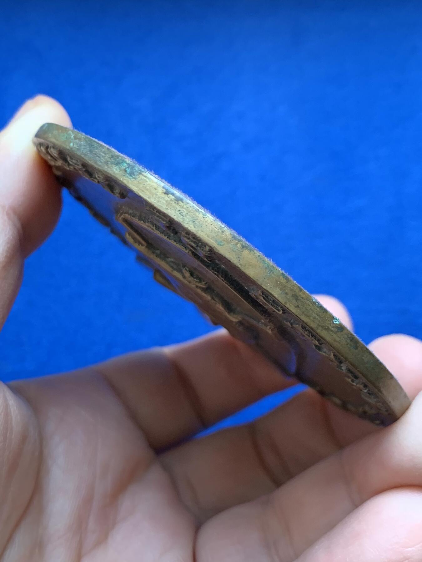 《竞宝斋》第441场 周日，周一，2场连拍 （全场包邮） 法国陆军潜水学校单面大铜章 直径78.8mm 重量176.7g