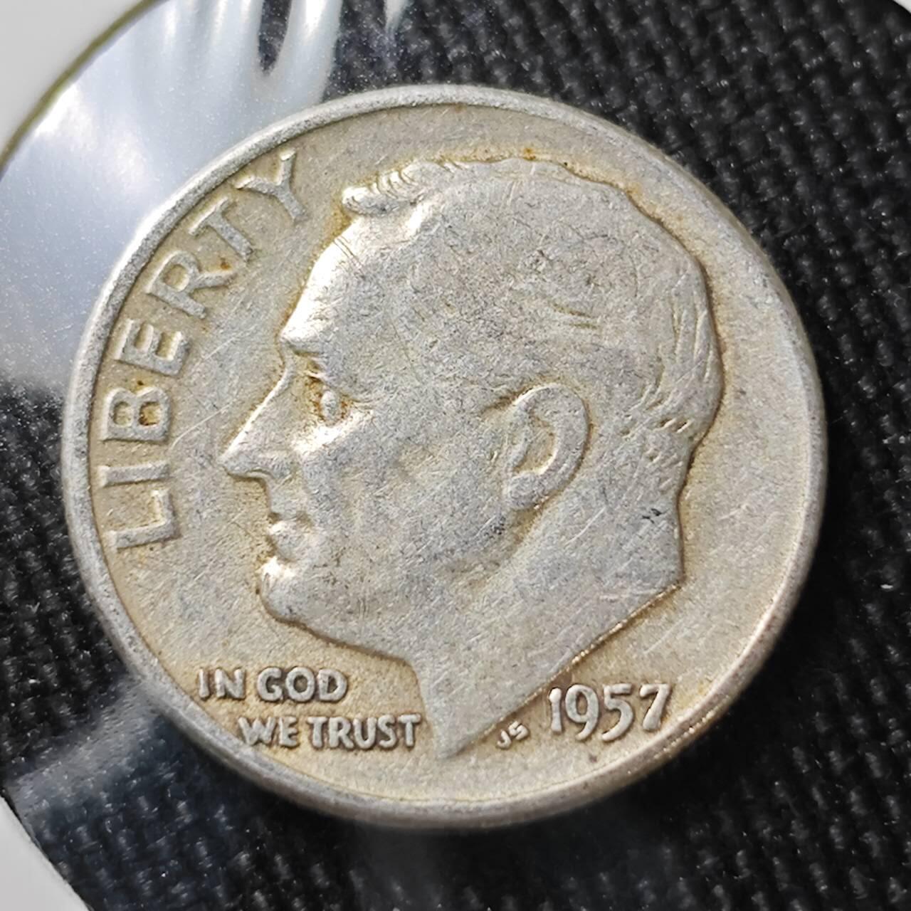 KK钱币收藏小铺 （套币 好品/批量散币 银币）专场  2月预留时间 周末发货   1957美国10分银币