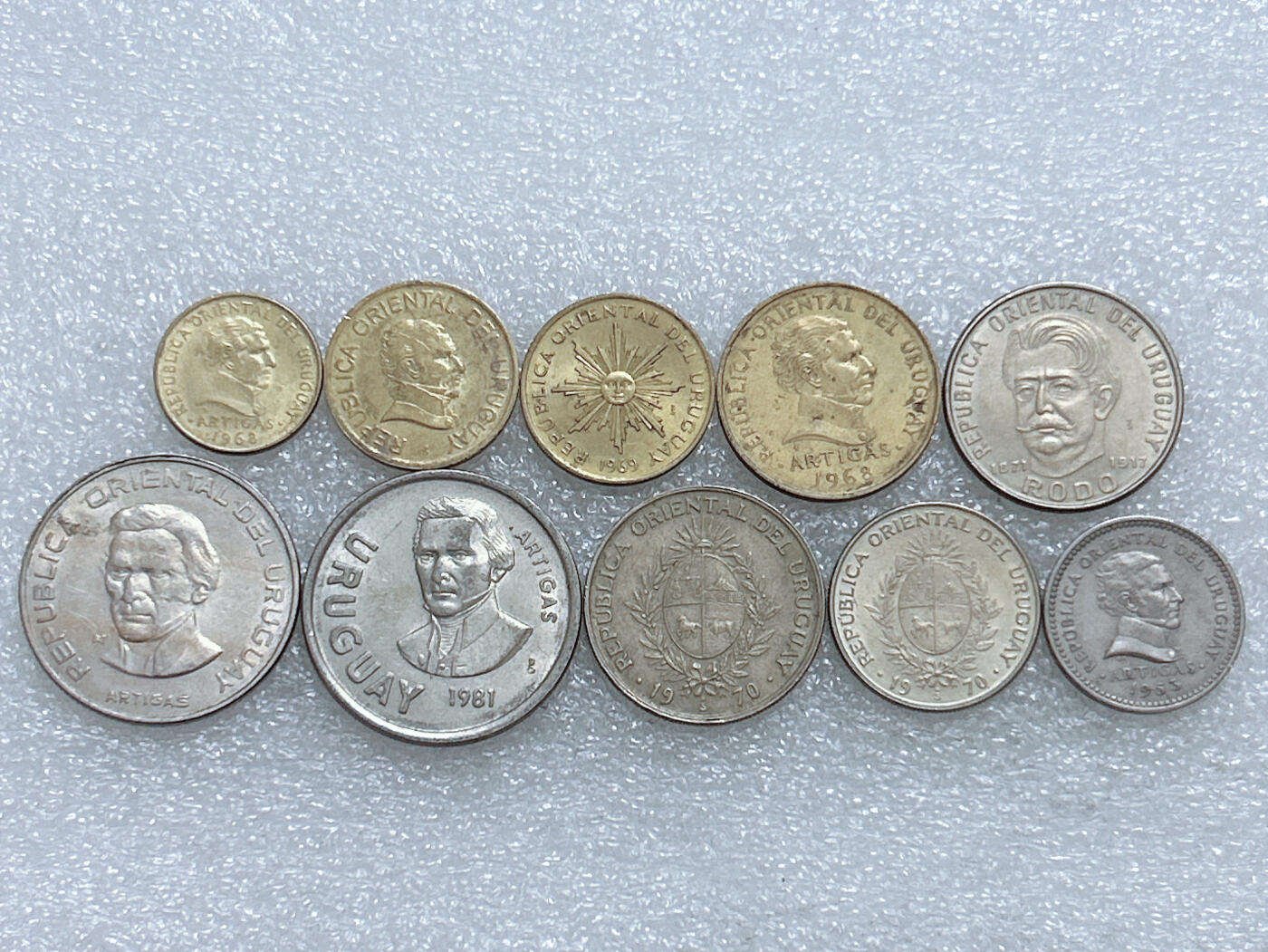 第一海外回流一元起拍收藏 散集专场  第271期 乌拉圭不同版本面值硬币 10枚