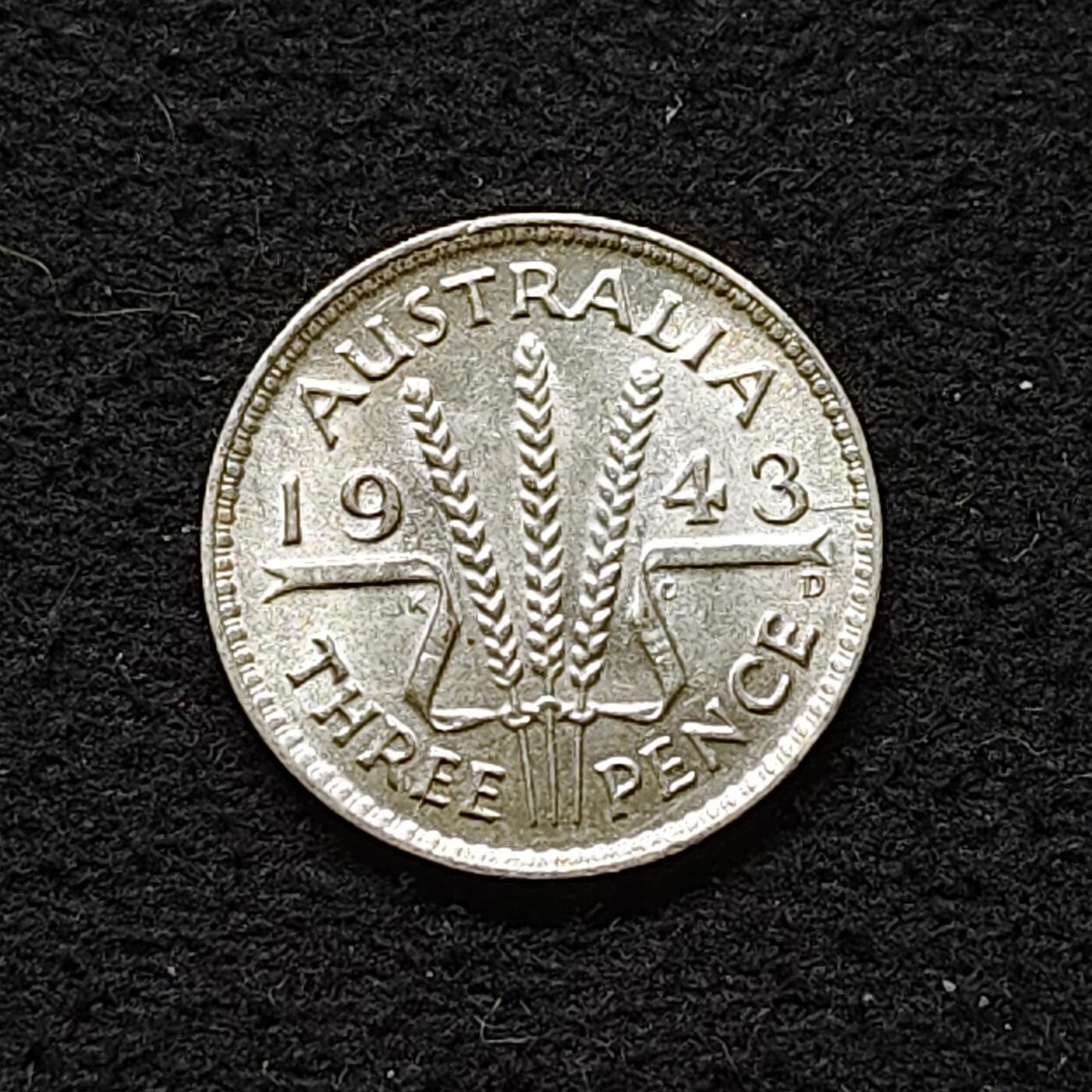 【全场包邮】纯粹捡漏拍480场（免费代拍第17场） 澳大利亚1943年乔治六世3便士银币