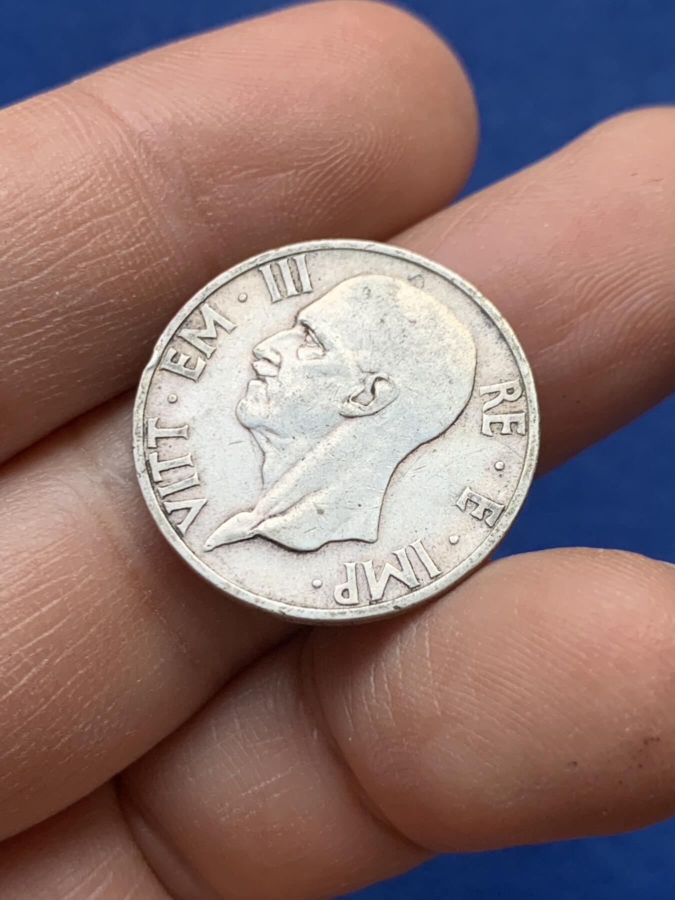 《竞宝斋》第441场 周日，周一，2场连拍 （全场包邮） 意大利1936年伊曼纽尔三世5里拉银币