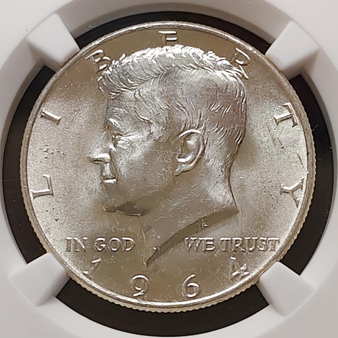 【全场包邮】纯粹捡漏拍481场（免费代拍第18场） 美国1964年肯尼迪50分独年版高银币-NGC MS64