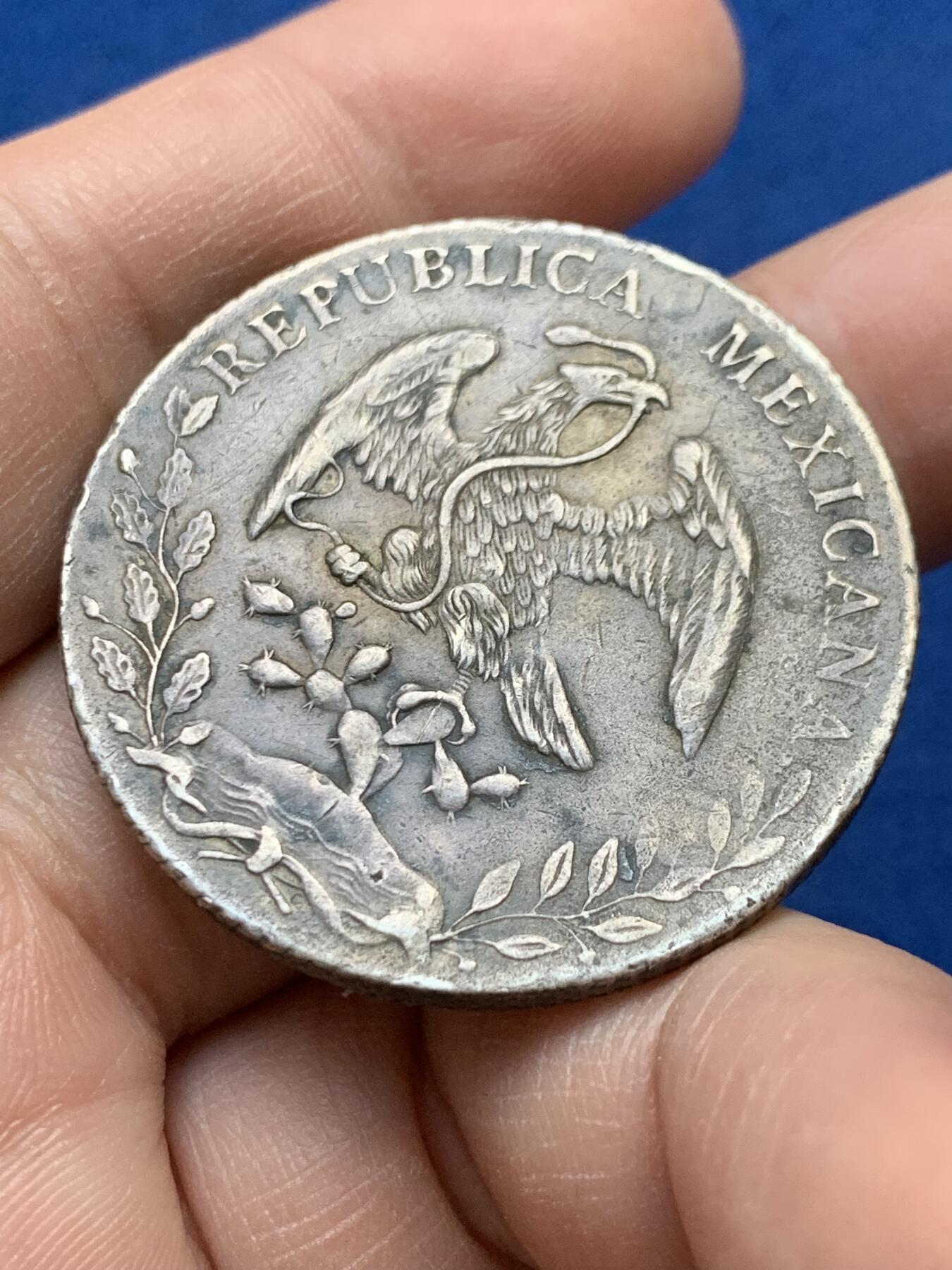 《竞宝斋》第441场 周日，周一，2场连拍 （全场包邮） 墨西哥1895 GO RS版 8R鹰洋银币 好品原味黑包浆 细节见图