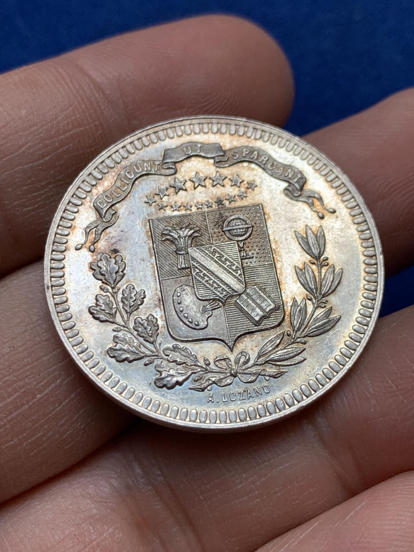 《竞宝斋》第441场 周日，周一，2场连拍 （全场包邮） 法国奥布省学术委员会银章代用币 镜面底板 设计精美 13.1克 31.8mm