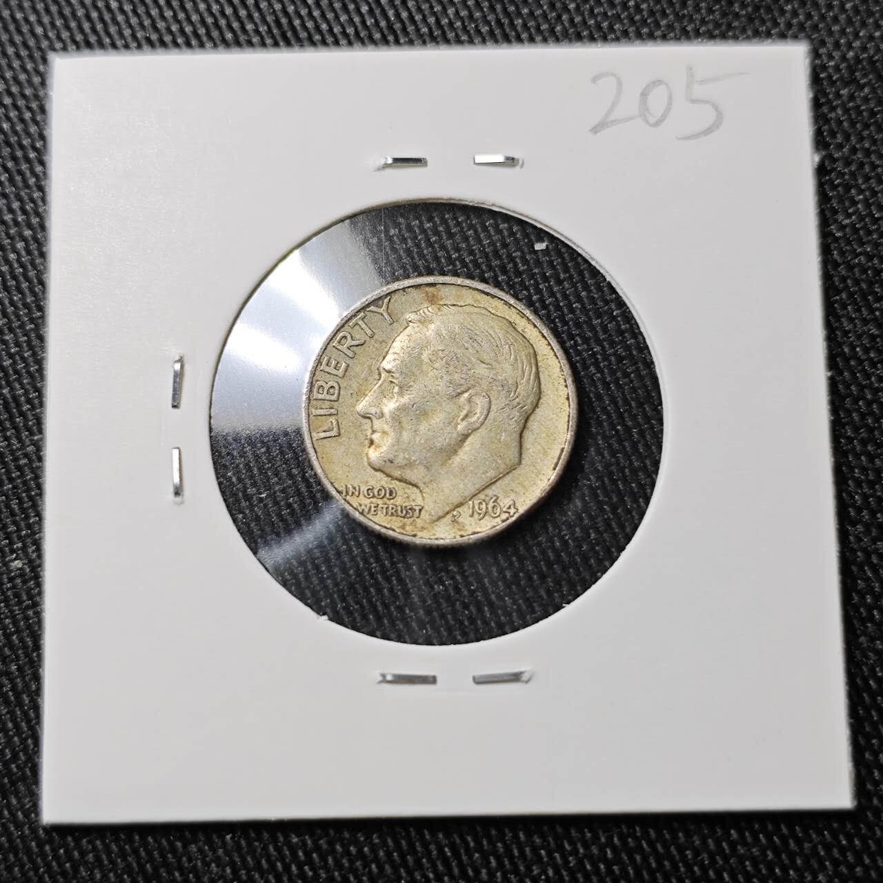 KK钱币收藏小铺 （套币 好品/批量散币 银币）专场  2月预留时间 周末发货   1964美国10分银币