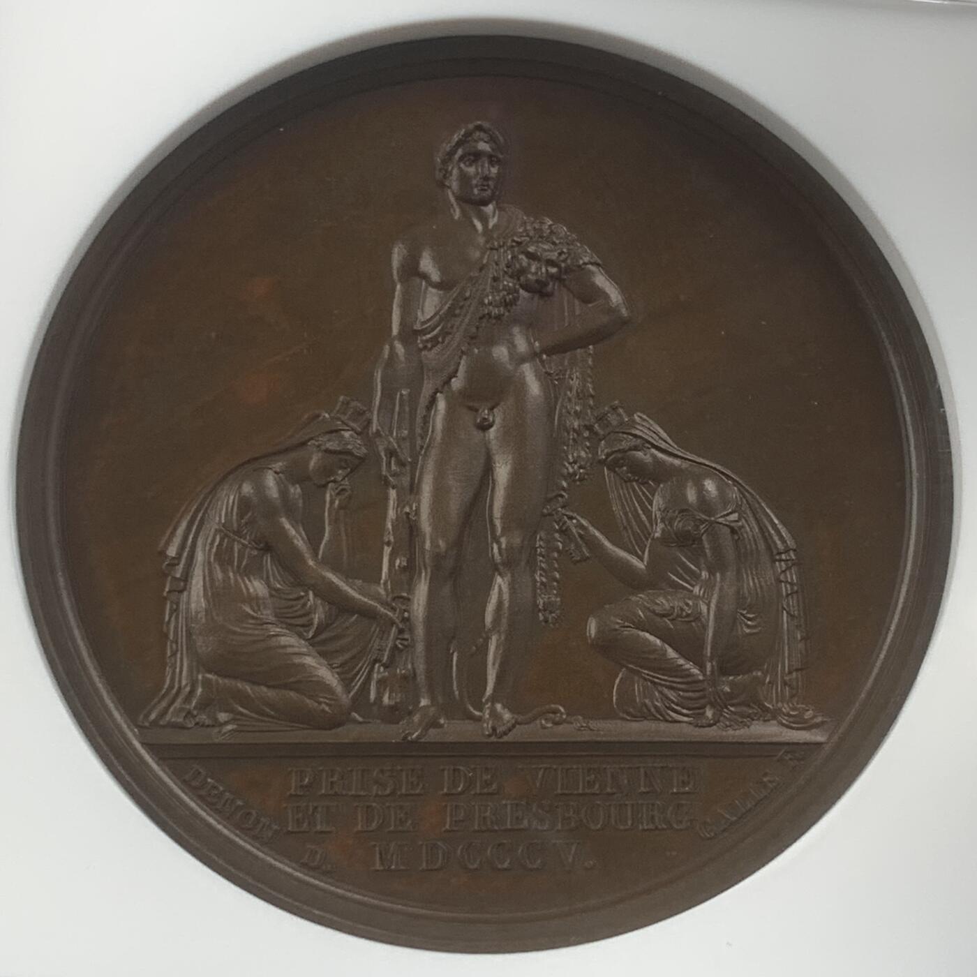 掌中浮雕-藏着的欧洲第043场 NGC MS64 : 1805年攻占维也纳与普雷斯堡纪念铜章，41mm，目录编号Bramsen 443; Julius 1439，光边无边铭