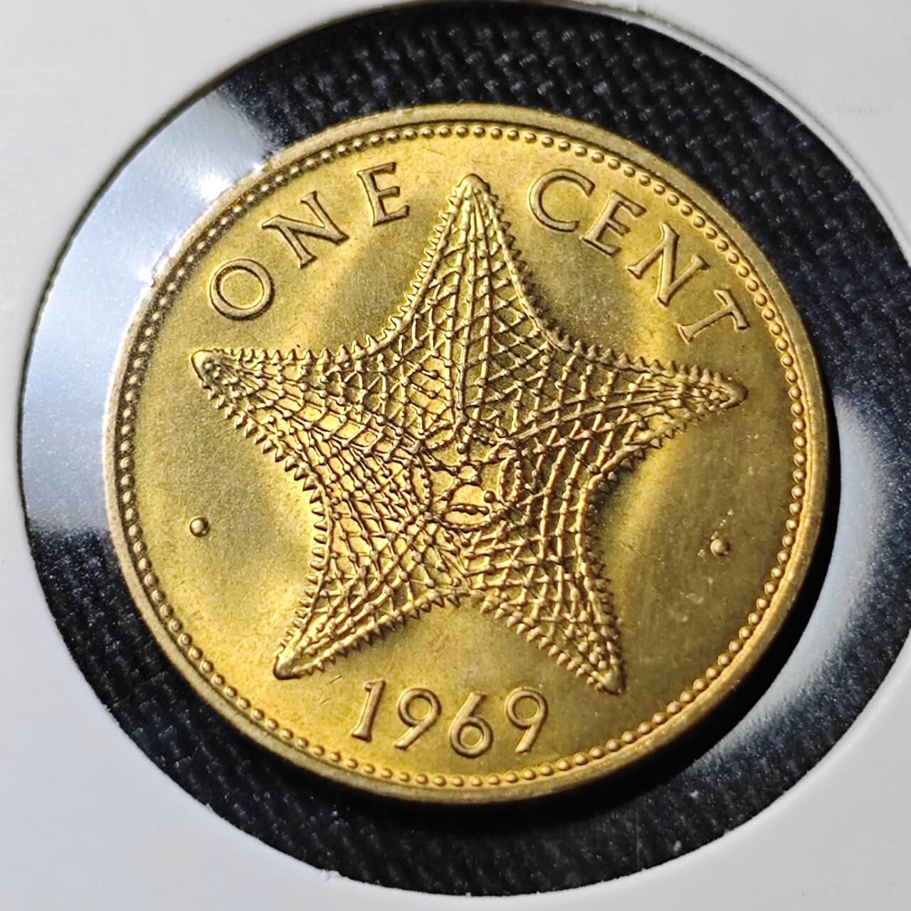 KK钱币收藏小铺 （套币 好品/批量散币 银币）专场  2月预留时间 周末发货  1969巴哈马海星一分铜币 好品