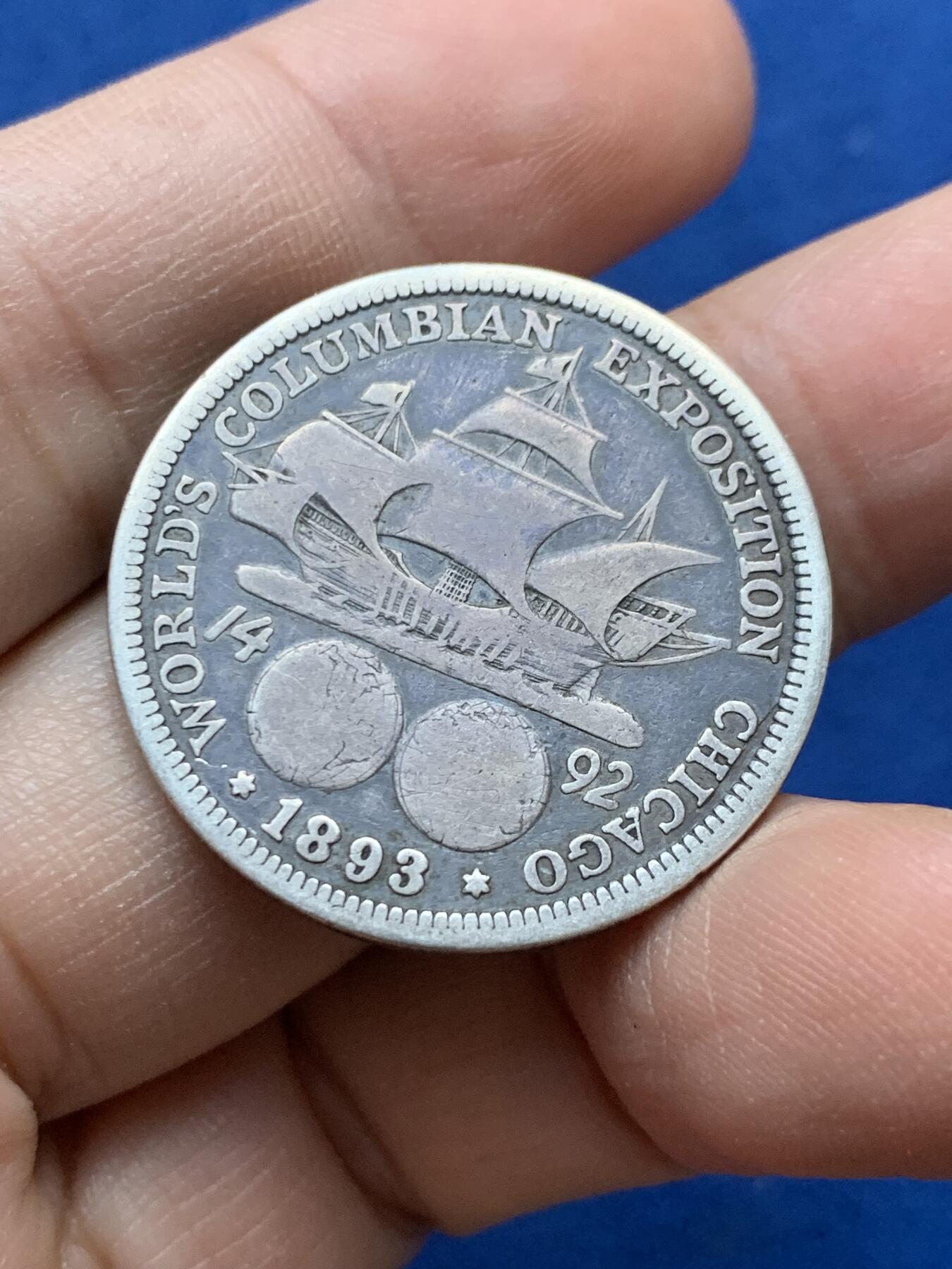 《竞宝斋》第442场 周日，周一，2场连拍 （全场包邮） 美国1893年哥伦布纪念50分半美元银币