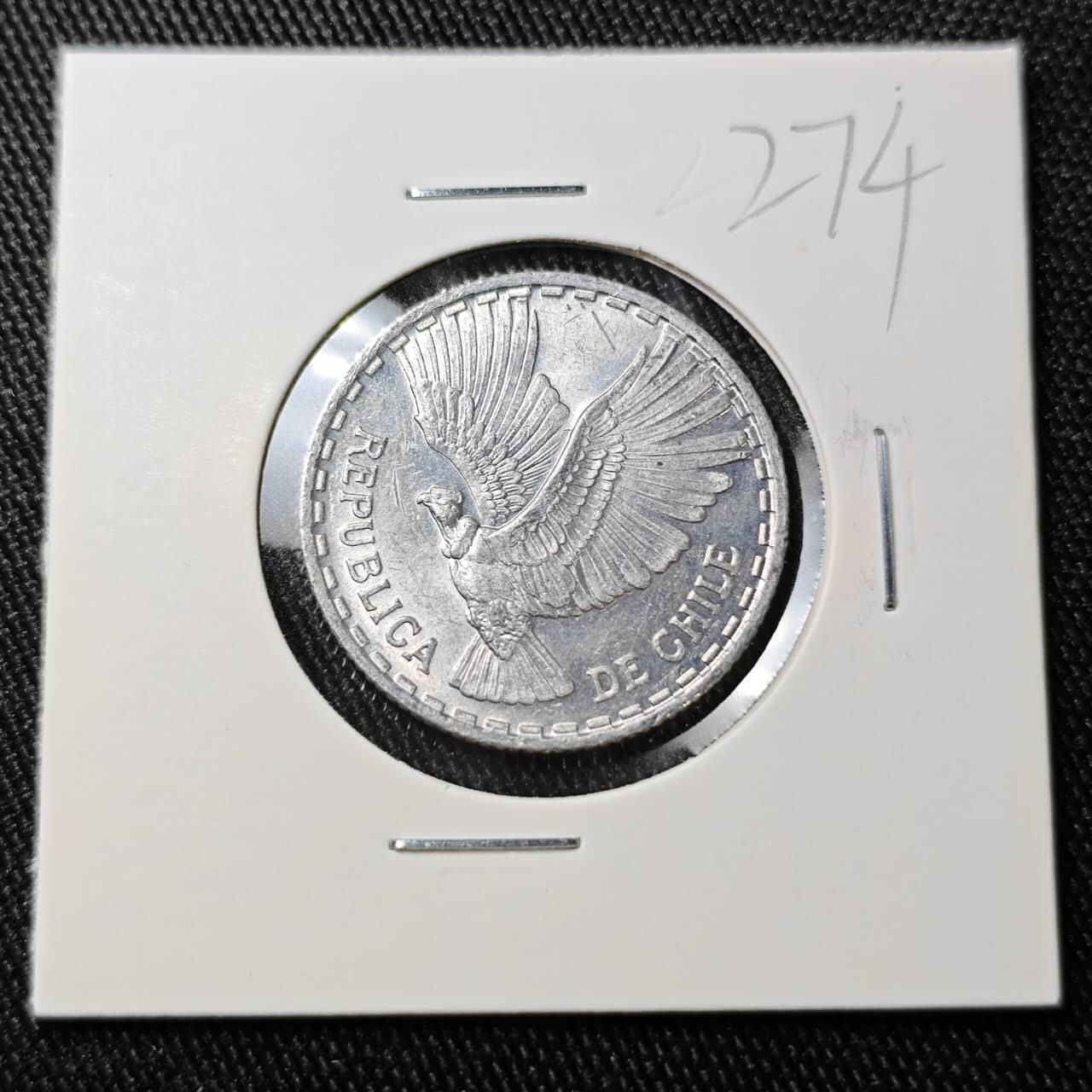 KK钱币收藏小铺 （套币 好品/批量散币 银币）专场  2月预留时间 周末发货  1962智利1/2分 飞鹰 最少见面值