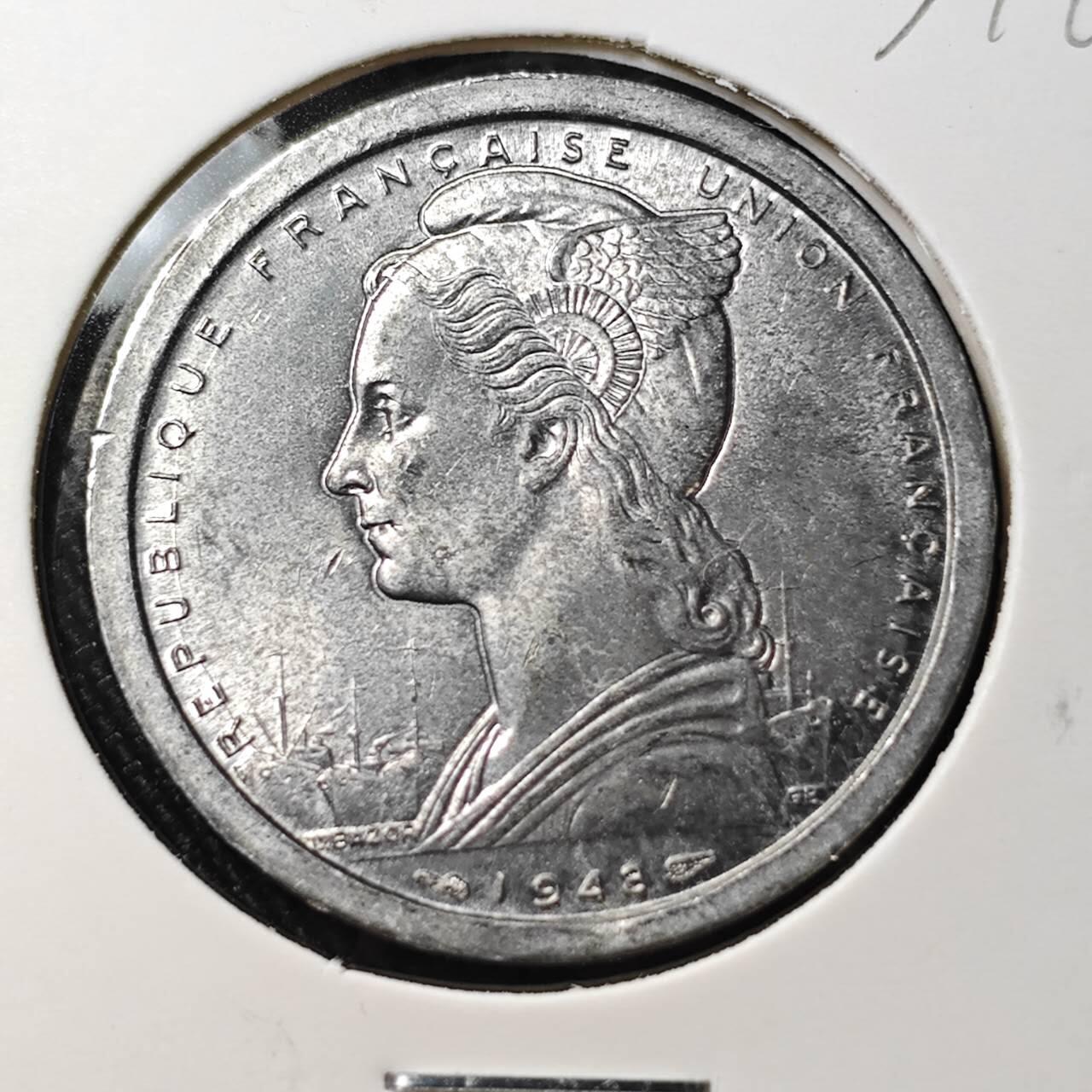 KK钱币收藏小铺 （套币 好品/批量散币 银币）专场  2月预留时间 周末发货  1948法属马达加斯加2法郎 