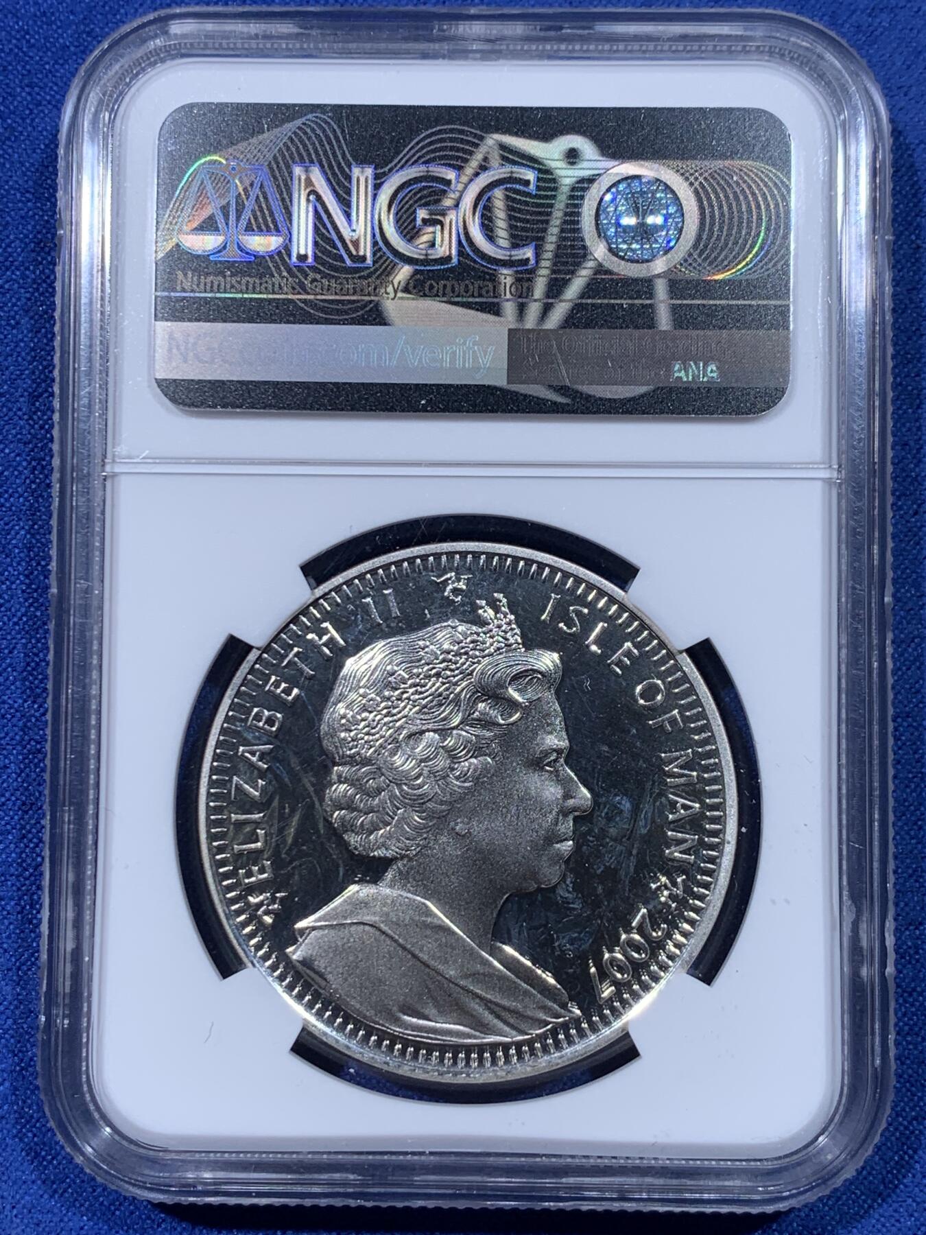 《竞宝斋》第442场 周日，周一，2场连拍 （全场包邮） NGC PF66UC 英属马恩岛 2007年 1克朗 彩色彼得兔 精制银币 少见稀缺品种的彼得兔系列小岛币，彩色版本评分都不会太高